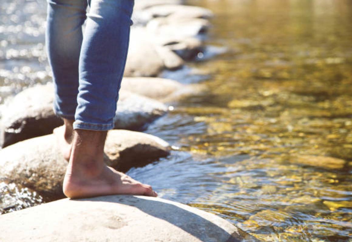 Walking along creek